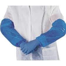 ปลอกแขนพลาสติก สีฟ้า สำหรับใส่กันเปื้อน กันน้ำ กันน้ำมัน สินค้าใช้แล้วทิ้ง