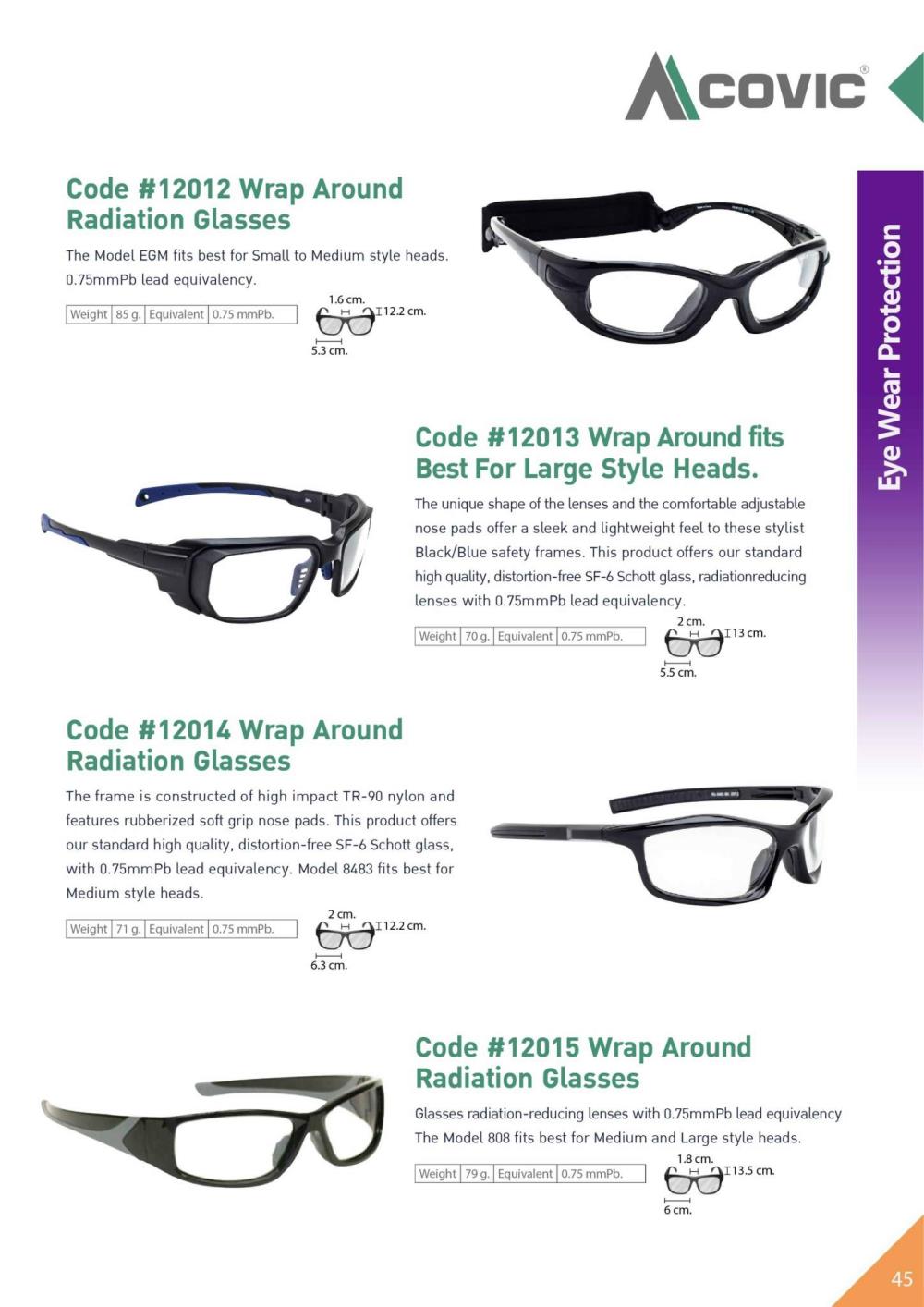 แว่นตากันรังสีเอกซเรย์ Fit Over ( X-RAY Protective Lead Glasses ) 0.5 mmPb