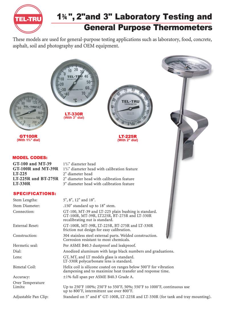 Tel-Tru Bimetal Thermometer รุ่น LT225R 2310-12-74, 78, 79