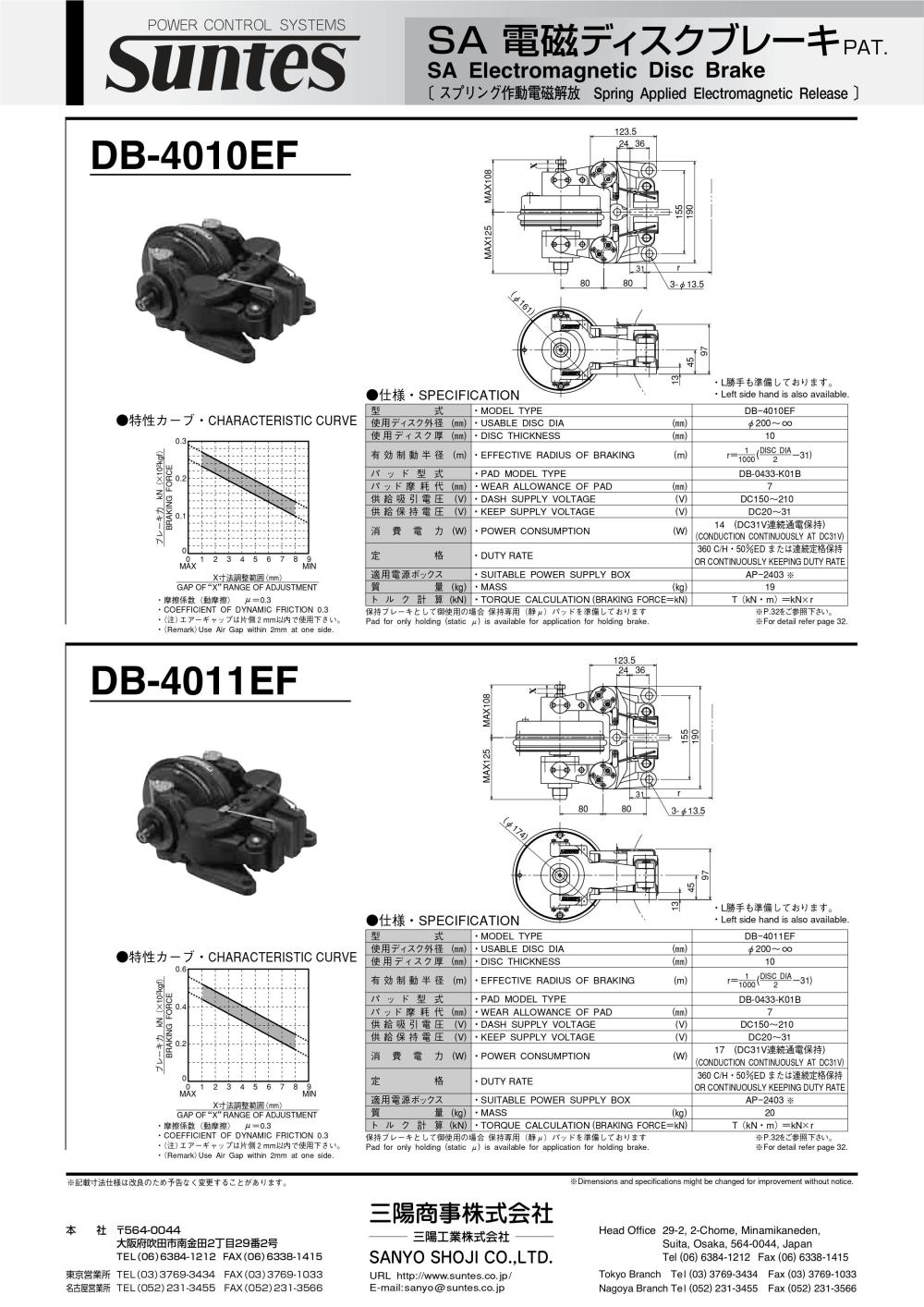 SUNTES Electromagnetic Disc Brake DB-4010EF Series