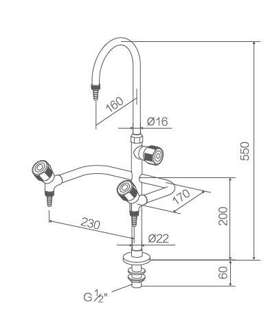 ก๊อกน้ำห้องปฏิบัติการ 3 ทางแบบหมุน Three way Assay Faucet
