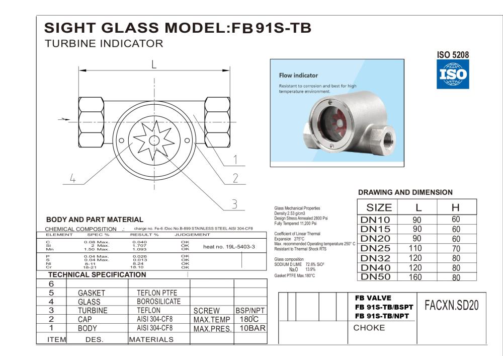 Flow Sight Glass SS304 