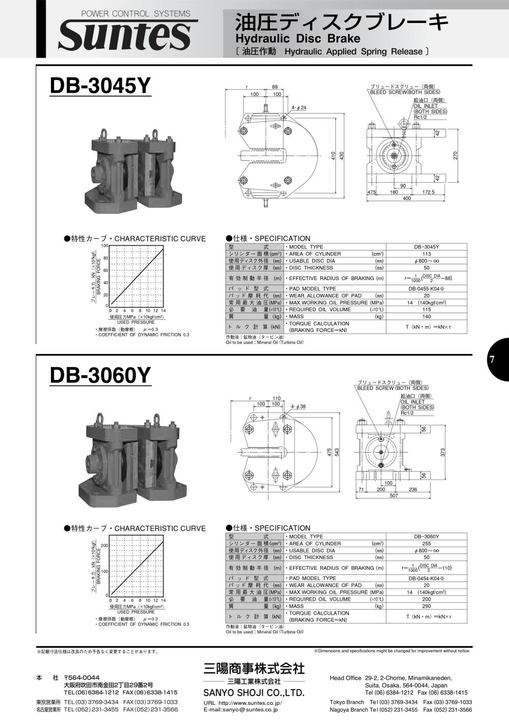 SUNTES Hydraulic Disc Brake DB-3045Y Series