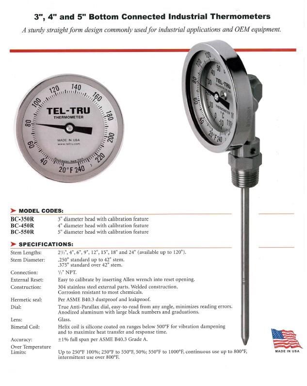 Tel-Tru Bimetal Thermometer รุ่น BC350R 3910-02-75,76,77