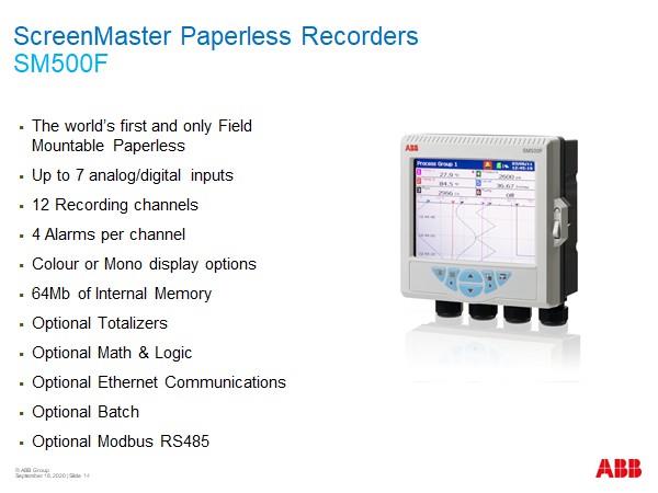 ABB SM500F Field mountable paperless recorder