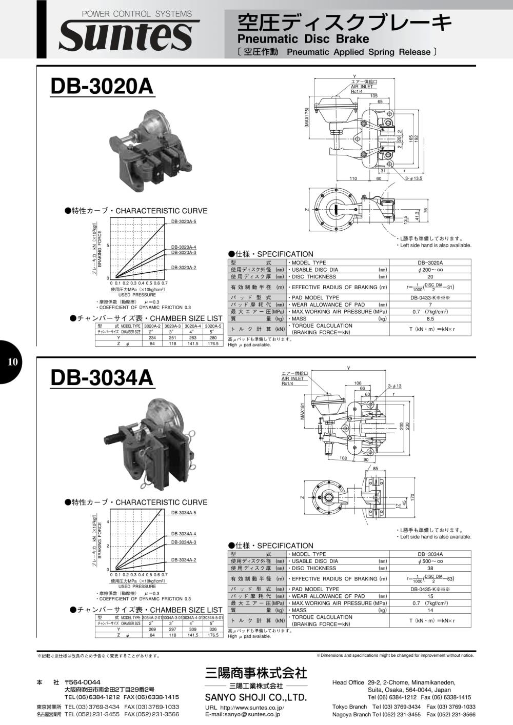 SUNTES Pneumatic Disc Brake DB-3020A-4-01 (L-Side)