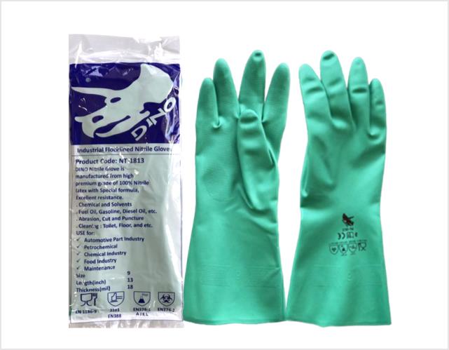 ถุงมือไนไตรกันสารเคมี + ใบ Certificate,ถุงมือไนไตรป้องกันสารเคมี,Deno,Plant and Facility Equipment/Safety Equipment/Gloves & Hand Protection