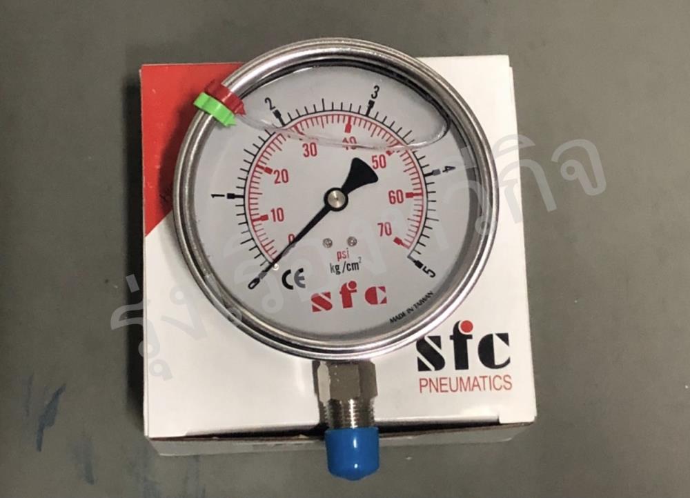 Pressure Gauge(เกจวัดแรงดัน) สแตนเลส 4” RANGE: 0-5 Kg. เกลียว 3/8” ออกล่าง (มีน้ำมัน) SFC,Pressure Gauge(เกจวัดแรงดัน) สแตนเลส 4” RANGE: 0-5 Kg. เกลียว 3/8” ออกล่าง (มีน้ำมัน) SFC,SFC,Instruments and Controls/Gauges