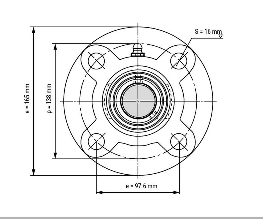 UCFC210 ( 50 mm,)  Light Duty Piloted Flange Bearing, 4 Bolts, Setscrew Lock, Regreasable, Contact and Flinger Seals, Cast Iron