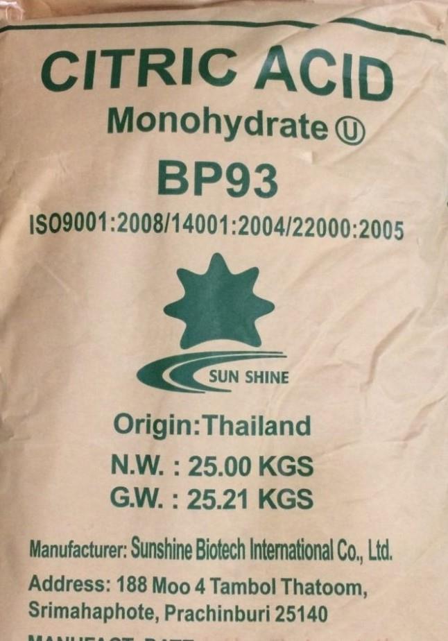 Citric Acid Monohydrate,Citric Acid Monohydrate,Sunshine Biotech,Chemicals/Additives