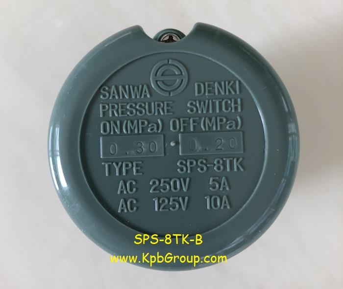 SANWA DENKI Pressure Switch SPS-8TK-B, ON/0.30MPa, OFF/0.20MPa, Rc3/8, ZDC2, PP
