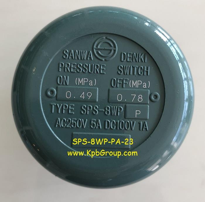 SANWA DENKI Pressure Switch SPS-8WP-PA-23, ON/0.49MPa, OFF/0.78MPa, R3/8, Brass