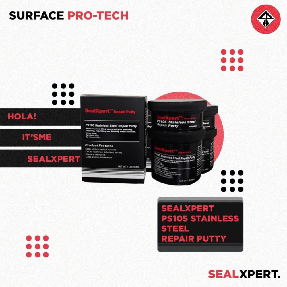 Seal X-Pert PS105 (Stainless Steel Repair Putty) อีพ็อกซี่ซ่อมงานสแตนเลส ซ่อมงานโลหะ  กาวซ่อมงานสแตนเลส ซ่อมงานโลหะ  กาวอีพ็อกซี่ 2 ส่วน (A+B) ,กาวอีพ็อกซี่ซ่อมงานสแตนเลส  กาวอีพ็อกซี่ซ่อมเชื่อมโลหะ อีพ็อกซี่ซ่อมเสริมงานโลหะ กาวอีพ็อกซี่ซ่อมโลหะแทนลวดเชื่อม,Seal X-Pert,Sealants and Adhesives/Epoxies
