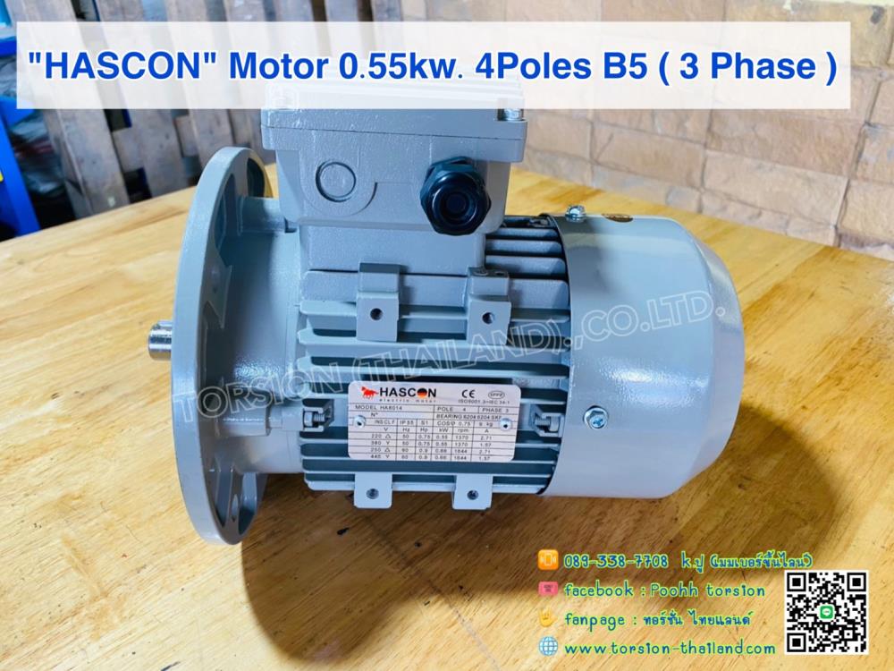 HASCON Motor 0.55kw.(0.75HP) 4P B5 3Phase,Motor , hascon motor , มอเตอร์ไฟฟ้า , motor 4 poles , มอเตอร์  , motor 0.55kw. , 0.75hp , มอเตอร์หน้าแปลน . มอเตอร์ 3 เฟส,HASCON,Machinery and Process Equipment/Engines and Motors/Motors