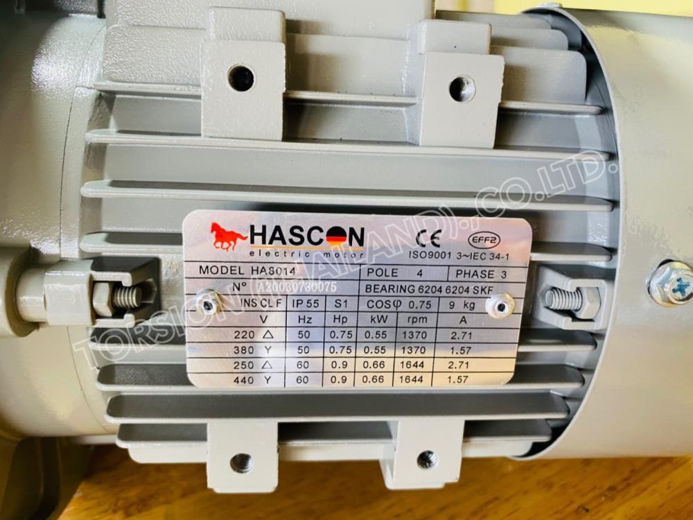 HASCON Motor 0.55kw.(0.75HP) 4P B5 3Phase