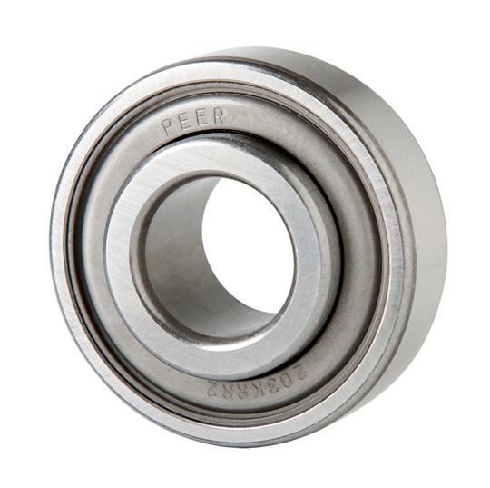 PEER Bearing 203KRR5 Radial/Deep Groove Ball Bearing - Round Bore, 0.5150 in ID, 40 mm OD, 0.7200 in Width, One land riding Nitrile "Buna N" rubber lip, both sides.,203KRR5,PEER,Machinery and Process Equipment/Bearings/General Bearings
