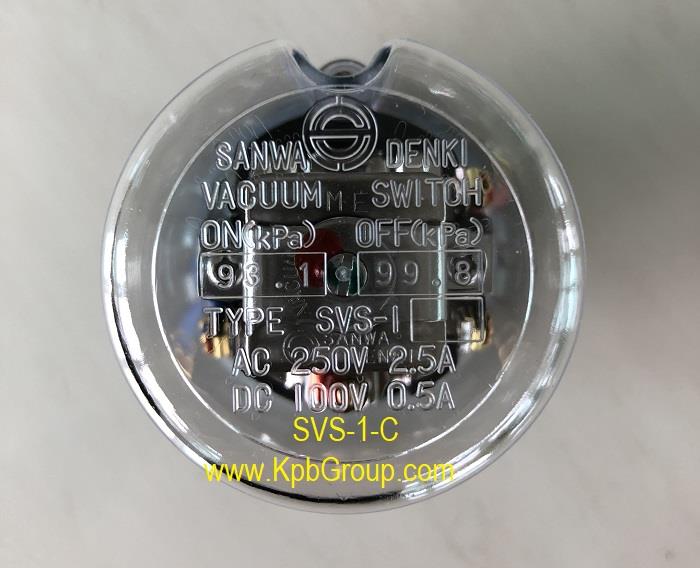 SANWA DENKI Vacuum Switch SVS-1-C, ON/-93.1kPa, OFF/-99.8kPa, G3/8, ZDC2