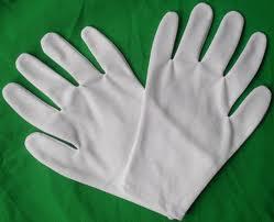 ถุงมือผ้าทอ 5 6 7 ขีด สีขาว สีเทา แบบลาย   ผ้าเย็บวน ถุงมือ TC