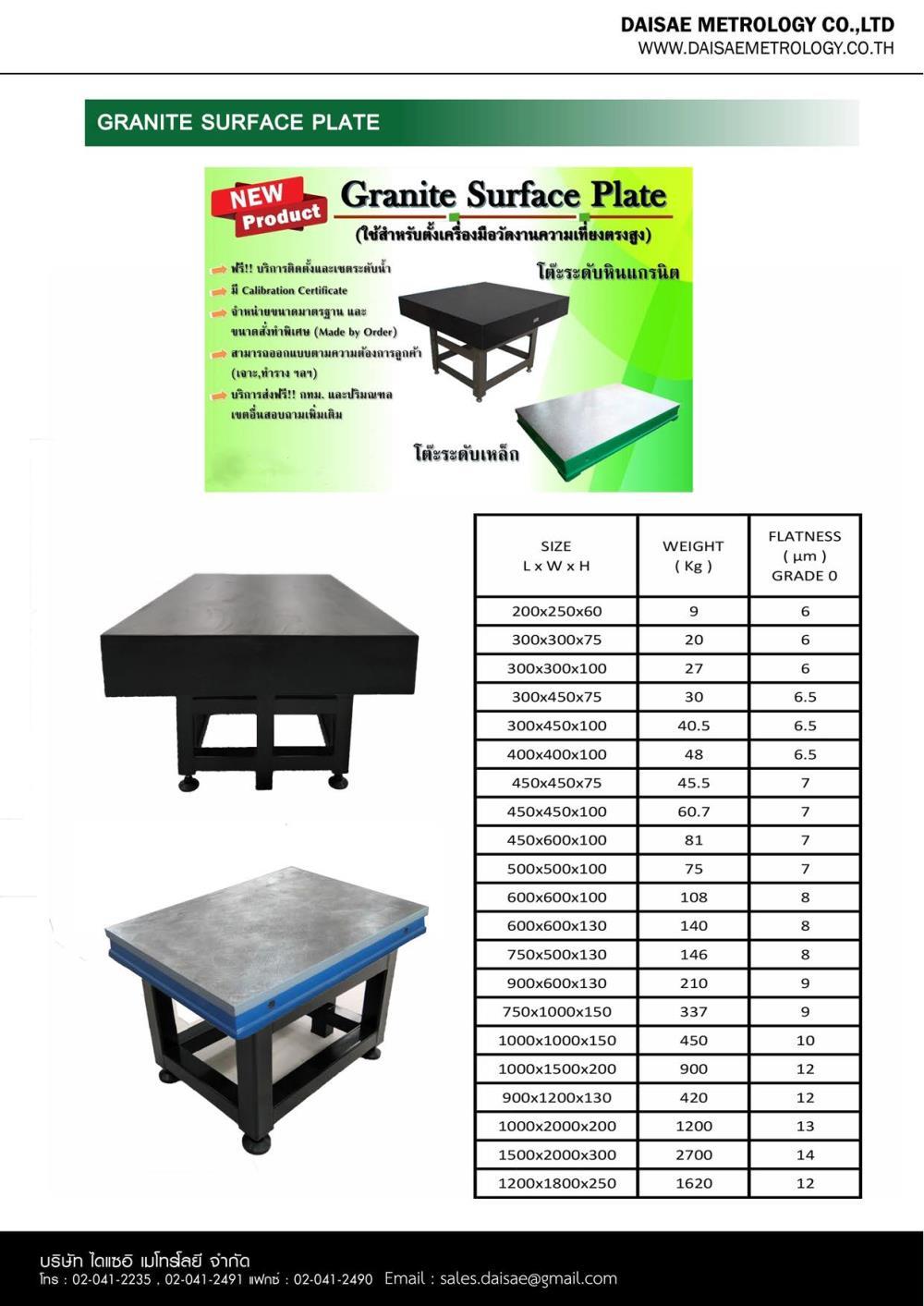 โต๊ะวัดระดับชิ้นงาน Granite Surface Plate 