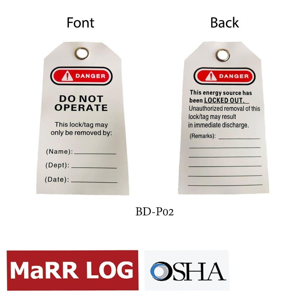 ป้ายแท็กนิรภัย MARRLOG PVC General Safety Tag MAR-BD-P02,กุญแจ lockout tagout Safety Padlock,MaRR LOG,Machinery and Process Equipment/Safety Equipment/Lockouts
