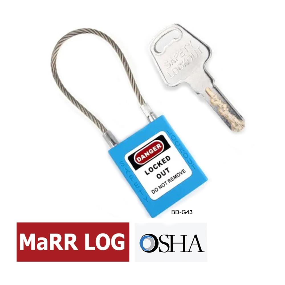แม่กุญแจนิรภัย ก้านสลิงลวด Safety Padlock MaRR LOG BD-G43 (สีฟ้า),กุญแจ lockout tagout Safety Padlock,MaRR LOG,Machinery and Process Equipment/Safety Equipment/Lockouts