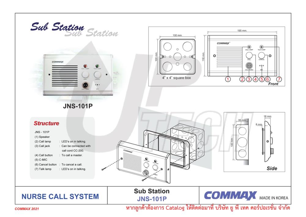 COMMAX Sub Station,substation หัวเตียงเรียกพยาบาล ระบบเรียกพยาบาล JNS-101P  Nursecall system,COMMAX,Tool and Tooling/Accessories