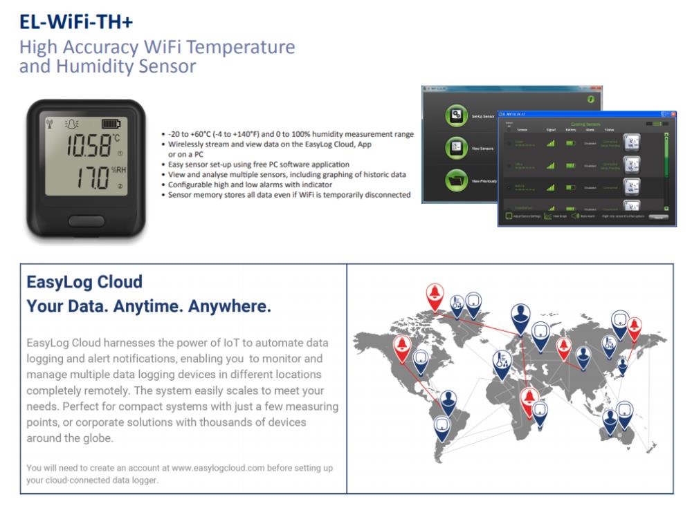 WiFi Temperature & Humidity Data Logger,Datalogger,LASCAR Electronics,Instruments and Controls/Sensors
