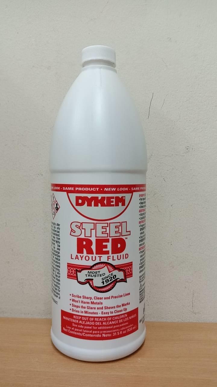 น้ำยาร่างแบบ Dykem Steel Layout Fluid ใช้ทาบนผิวโลหะเพื่อช่วยให้งานร่างแบบมีความชัดเจน แม่นยำมากยิ่งขึ้น น้ำยามีสีน้ำเงิน/สีแดง