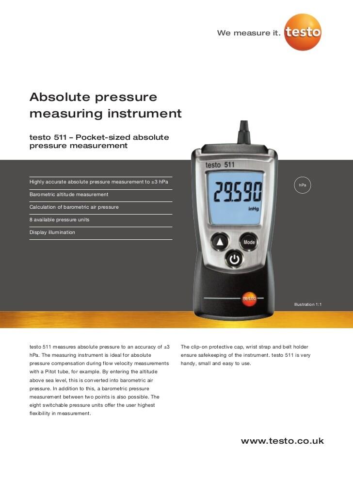 absolute pressure measuring instrument testo 511,TESTO,TESTO,Instruments and Controls/Calibration Services
