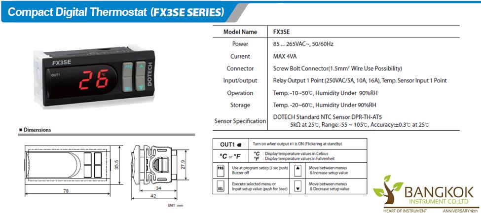 Compact Digital Thermostat FX3SE Series,DOTECH,DOTECH,Instruments and Controls/Controllers