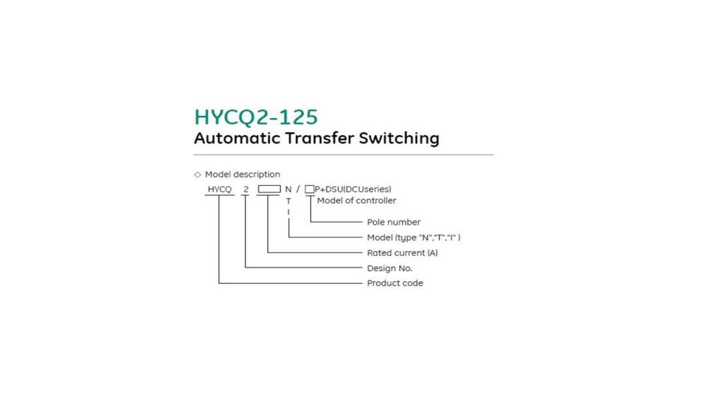 ATS HYCQ2-125(63A) 3 Pole. Change over Switch (Solenoid type) 