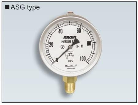 RIKEN Pressure Gauge ASG Series,ASG75-100M, ASG100-100M, RIKEN, Pressure Gauge,RIKEN,Instruments and Controls/Gauges