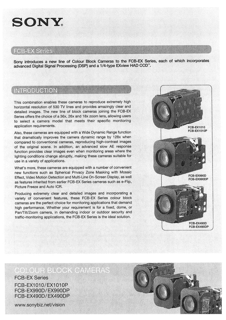 (G) SONY FCB-EX490DP Color CCD Camera