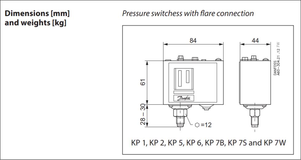 Pressure switch Danfoss Series KP1/KP5 (สวิทซ์แรงดัน)