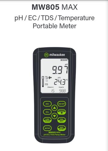 Milwaukee MW805 Max pH/EC/TDS/Temperature portable meter
