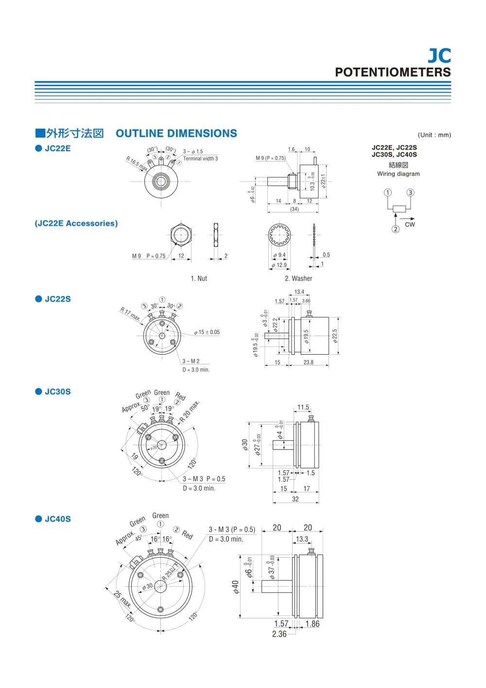 NIDEC Potentiometer JC40S Series