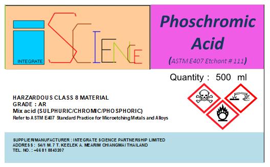 กรดผสม Phoschromic acid,กรดผสมโครมิกฟอสฟอริก,จำหน่าย Phoschromic acid,น้ำยากัด supper alloys,อินทิเกรทซายน์,Chemicals/Reagents