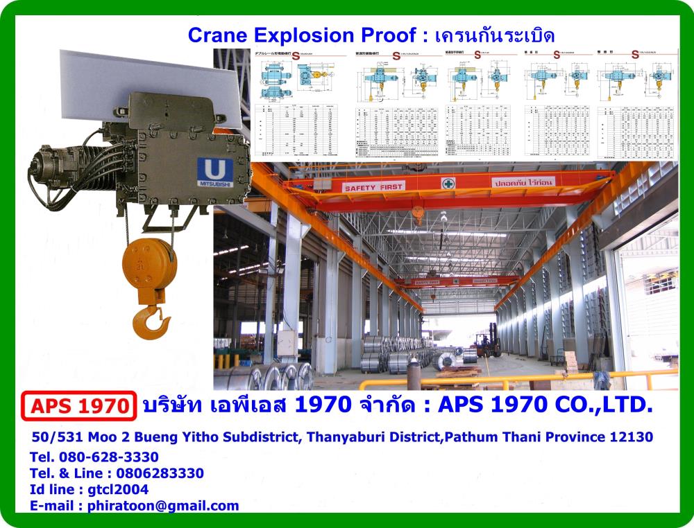 Crane Explosion Proof , เครนไฟฟ้าเหนือศีรษะกันระเบิด,Crane Explosion Proof , เครนไฟฟ้าเหนือศีรษะกันระเบิด,Mitsubishi,Materials Handling/Cranes
