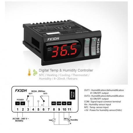 Digital Temp & Humidity Controller (Relay output 2 points) FX3DH Series ,Digital Temp & Humidity Controller,Dotech (Korea),Instruments and Controls/Controllers