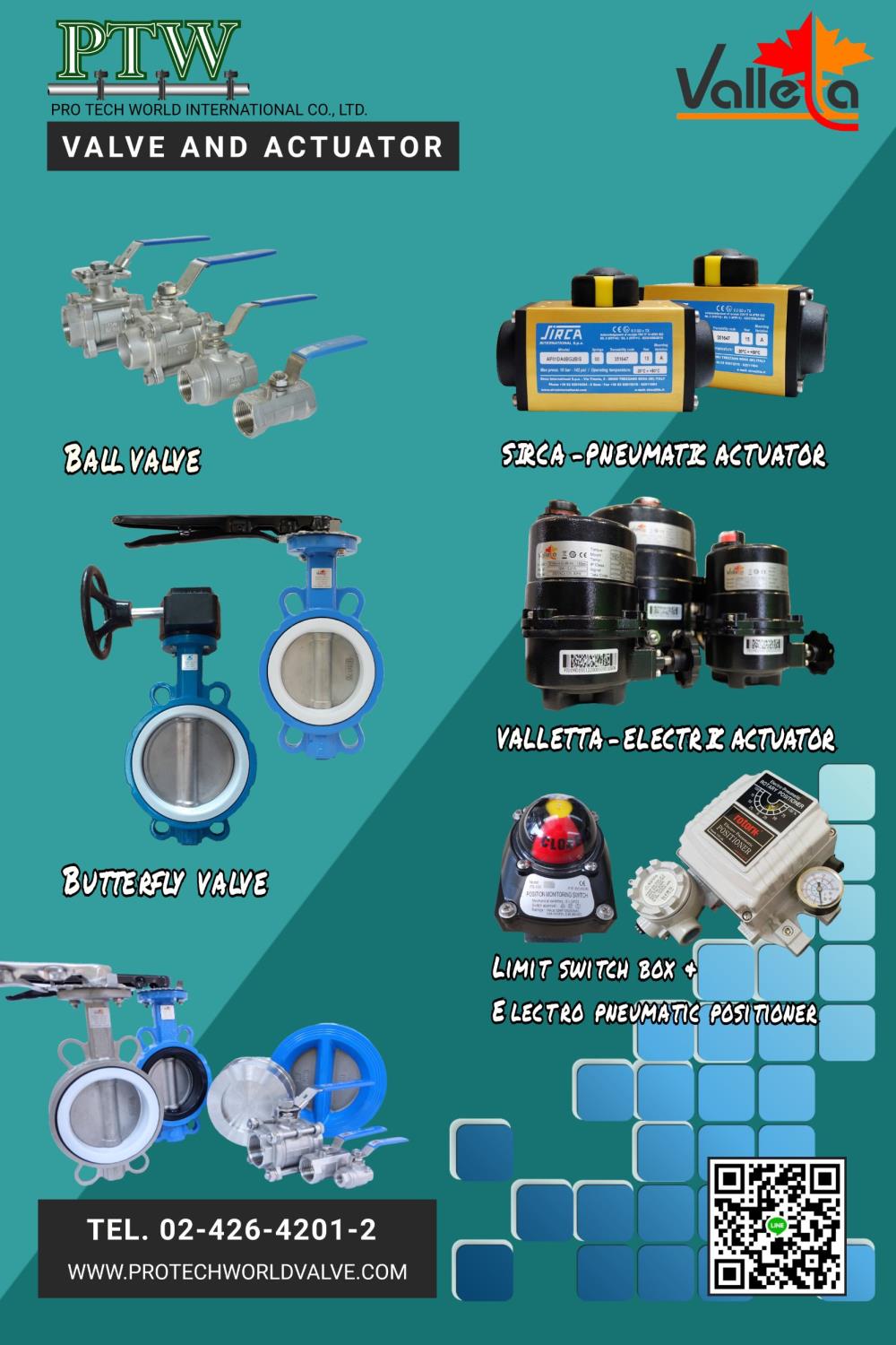 PTW- Valve and Actuator,Electric actuator, Ball valve, Butterfly valve, Pneumatic actuator,VALLETTA,Pumps, Valves and Accessories/Valves/General Valves