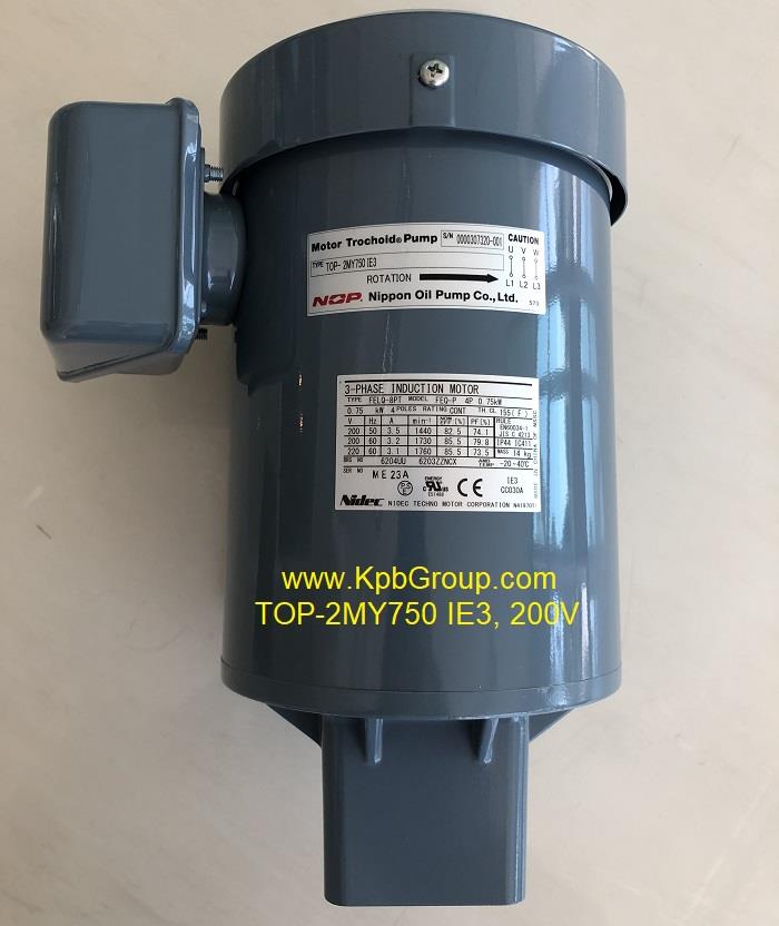 NOP 3-Phase Induction Motor TOP-2MY750 IE3, 200V,TOP-2MY750 IE3, NOP, NIPPON OIL PUMP, Induction Motor,NOP,Machinery and Process Equipment/Engines and Motors/Motors