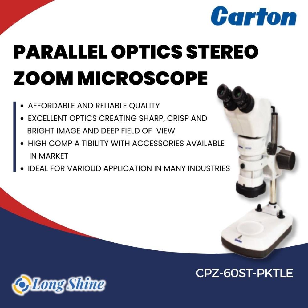 กล้องจุลทรรศน์ CARTON PARALLEL OPTICS STEREO ZOOM MICROSCOPE CPZ-60ST-PKTLE,กล้องจุลทรรศน์ CARTON PARALLEL OPTICS STEREO ZOOM MICROSCOPE CPZ-60ST-PKTLE,CARTON,Instruments and Controls/Microscopes