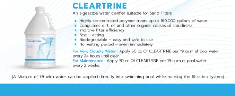 เคลียร์ทรีน cleartrine ปรับสภาพน้ำใส สระว่ายน้ำ
