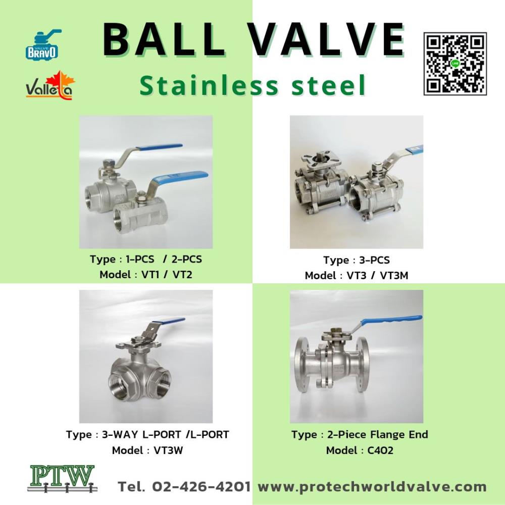 Ball valve Stainless steel 316 ,ball valve , 3-PCS Ball valve, 2-PCS Ball valve ,VALLETTA,Pumps, Valves and Accessories/Valves/Ball Valves