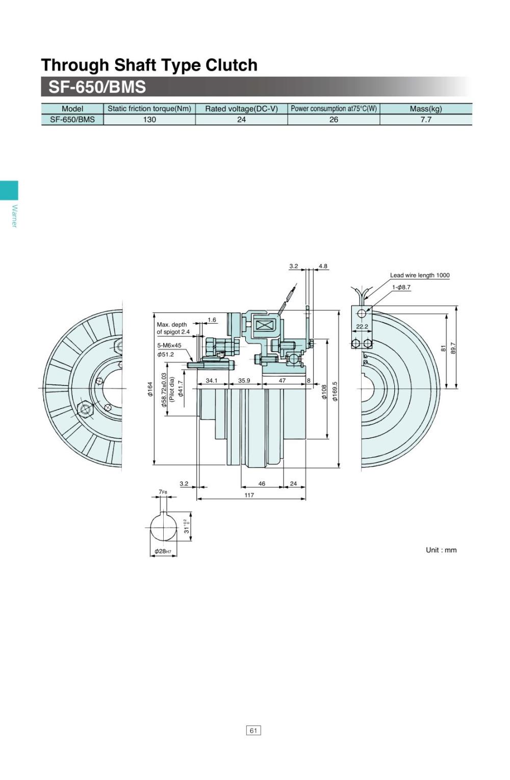 SINFONIA Electromagnetic Clutch SF-650/BMS