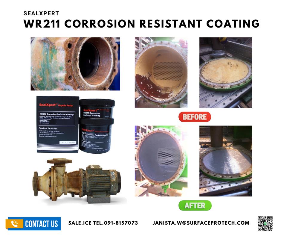 WR211 Corrosion Resistant Coating สารเคลือบป้องกันการกัดกร่อนจากกรดด่าง อีพ็อกซี่เคลือบปั๊ม เคลือบใบพัด-ติดต่อฝ่ายขาย(ไอซ์)0918157073ค่ะ,Corrosion Resistant Coating, SealXpert WR211, อีพ็อกซี่ทนทานต่อการกัดกร่อน, อีพ็อกซี่เคลือบปั๊ม, อีพ็อกซี่เคลือบโลหะ, Corrosive Wear, รับเคลือบปั้ม, รับเคลือบใบพัด, รับเคลือบใบกวน, รับเคลือบถัง เคลือบแท้งค์, Ceramic Coating, รับเคลือบป้องกันสนิม, รับเคลือบป้องกันเคมี, รับเคลือบป้องกันการกัดกร่อน, เคลือบท่อ Pipe Line, ปั๊มกรดไนตริก, ปั๊มซัลฟูริก, ปั๊มโซดาไฟ, ปั๊มน้ำร้อน, ปั๊มสารซักฟอก, ปั๊มน้ำยาฆ่าเชื้อ, ปั๊มโซเดียมไฮดรอกไซต์, ปั๊มกรด ด่าง จ่ายคลอรีน จ่ายสารเคมี, ปั๊มคลอรีน,ปั๊มเคมี, ปั๊มสแตนเลส, ปั๊มสูบจ่ายเคมี,SealXpert,Machinery and Process Equipment/Machinery/Coating