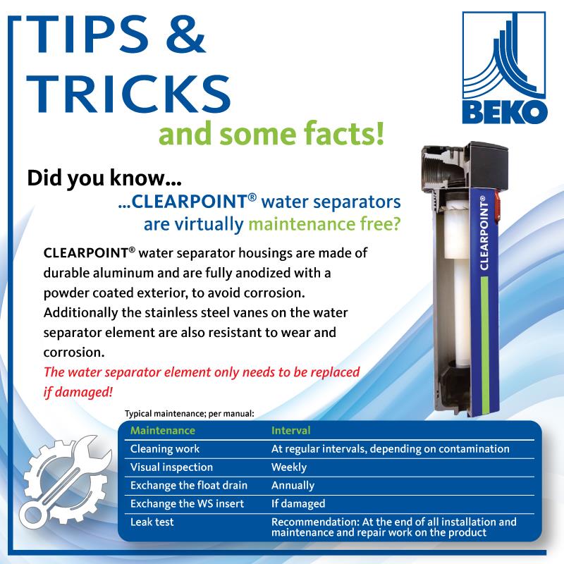 BEKO Clearpoint Water Separators,Water Separator,BEKO,Machinery and Process Equipment/Filters/Filter Separators