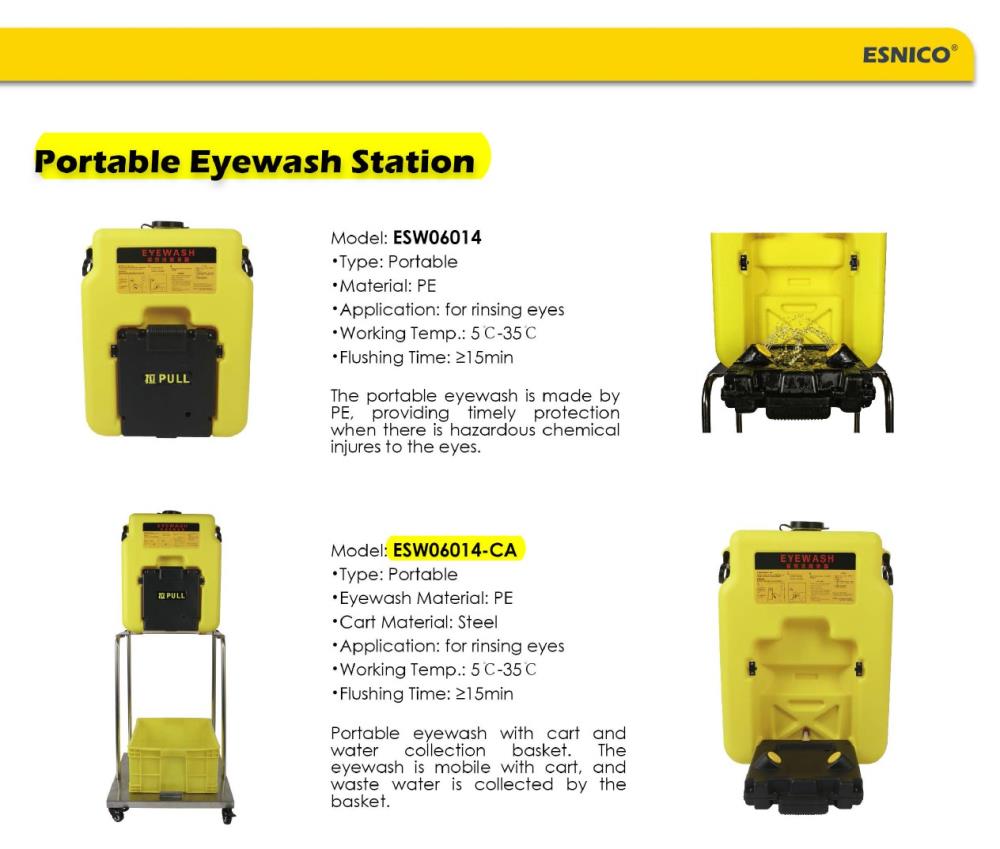 Portable Eyewash Station (อ่างล้างตาฉุกเฉินพร้อมรถเข็น) (ตามรูป), Brand: Esnico, Model: ESW06014-CA