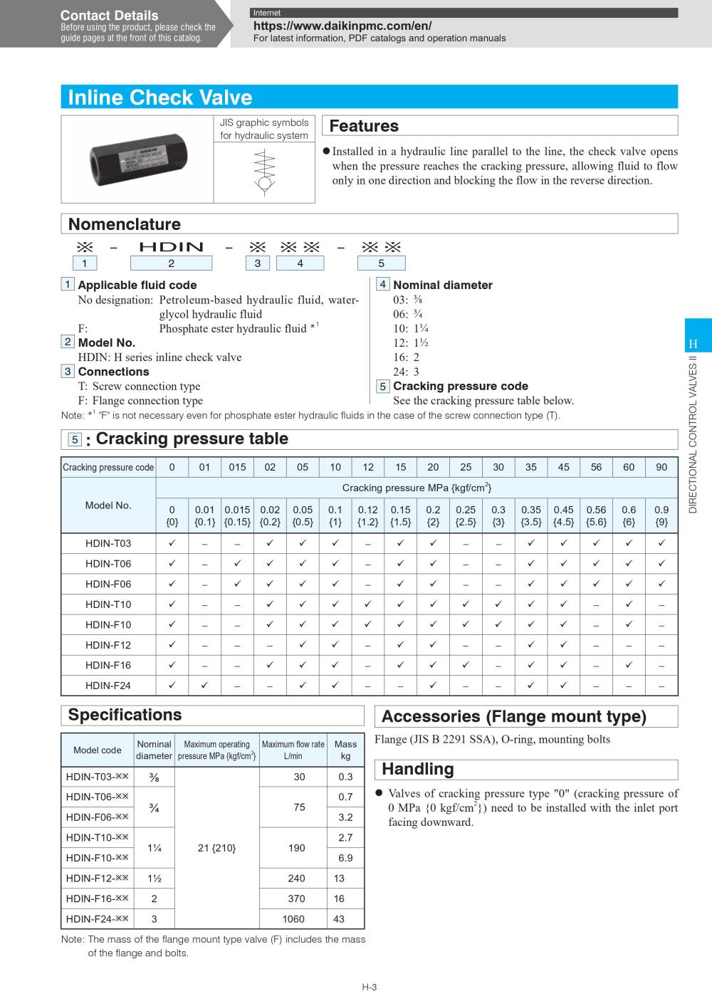 DAIKIN Inline Check Valve HDIN-T06 Series