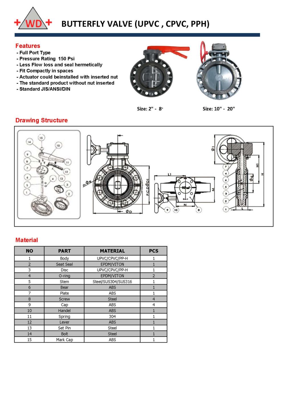 Butterfly Valve ,Butterfly Valve , Valve , UPVC Valve ,"WD",Pumps, Valves and Accessories/Valves/Butterfly Valves